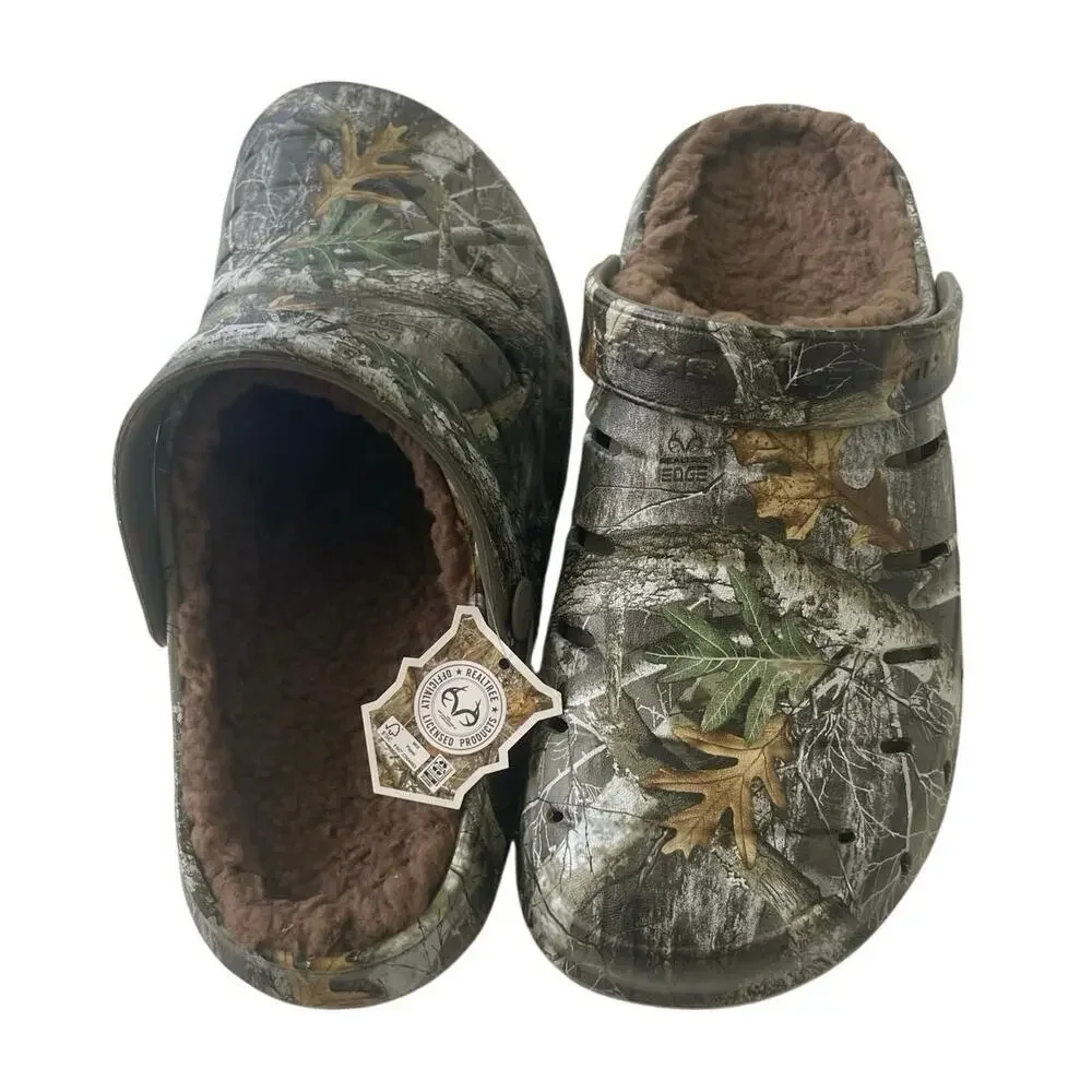 REAL TREE CLOGS SHERPA LINE SHOES CAMOUFLAGE‎ SZ 8 RUGGED SHARK HUNTING ARMY OAK